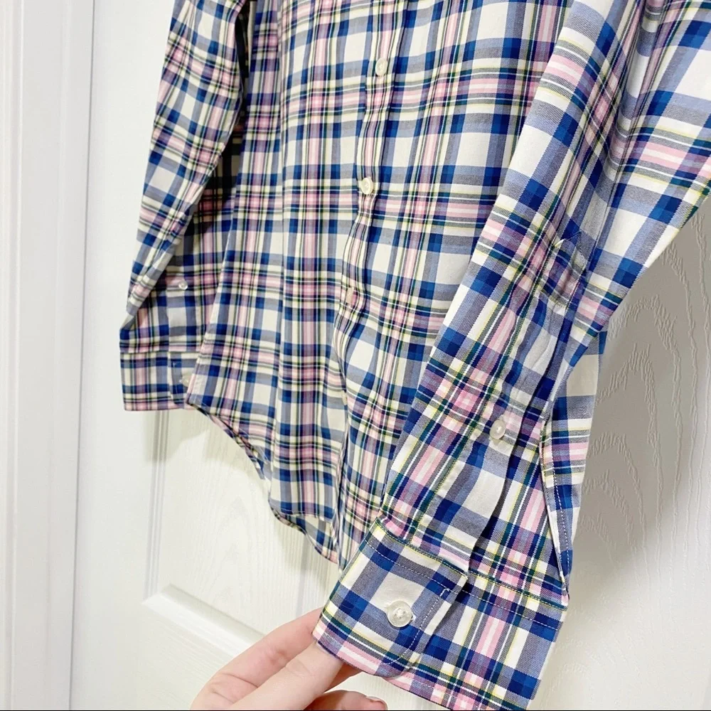 Vineyard Vines Slim Naushon Plaid Whale Shirt Men’s Blue Pink White Size Small - Picture 5 of 8